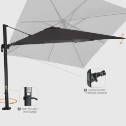 Ampelschirme*SIENA GARDEN Alphawing N+ Ampelschirm | 300x300 cm | eckig