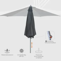 Mittelstockschirme*SIENA GARDEN Alu-Push Pro Mittelstockschirm | Ø 300 cm | rund