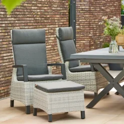 Gartenhocker*SIENA GARDEN Corido Hocker | Rattangeflecht ice-grey