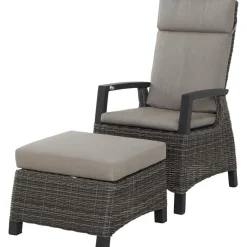 Gartenhocker*SIENA GARDEN Corido Hocker | Rattangeflecht charcoal-grey