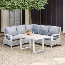 Loungemöbel | Loungesets*SIENA GARDEN Corido Loungesofa | 2-Sitzer mit Armlehne links | Rattangeflecht ice-grey