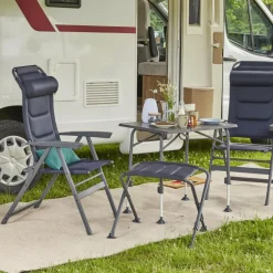 Camping*SIENA GARDEN Fußteil zu Premium Campingsessel | AirMesh dunkelblau