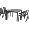 Essgruppen*SIENA GARDEN Gartenmöbelset Silva Esstisch + 4x Velia Stapelsessel