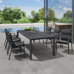 Essgruppen*SIENA GARDEN Gartenmöbelset Silva Gartentisch + 6x Velia Stapelsessel
