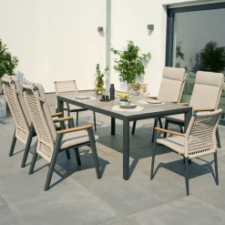Essgruppen*SIENA GARDEN Gartenmöbelset Silva Gartentisch + 4x Cortina Move Sessel + 2x Cortina Stapelsessel
