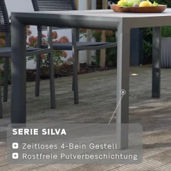 Essgruppen*SIENA GARDEN Gartenmöbelset Silva Gartentisch + 4x Kansas Dining Sessel + 2-Sitzer Dining Bank