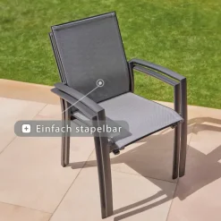 Essgruppen*SIENA GARDEN Gartenmöbelset Silva Gartentisch + 6x Velia Stapelsessel