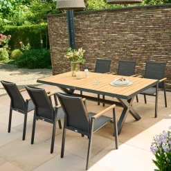 Essgruppen*SIENA GARDEN Gartenmöbelset Sincro Ausziehtisch + 6x Bologna Stapelsessel