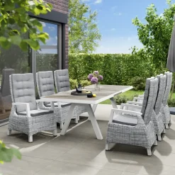 Essgruppen*SIENA GARDEN Gartenmöbelset Tirana Ausziehtisch + 6x Corido Move Gartensessel