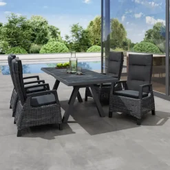 Essgruppen*SIENA GARDEN Gartenmöbelset Tirana Ausziehtisch + 4x Corido Move Gartensessel