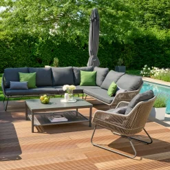 Loungemöbel*SIENA GARDEN Kansas Loungesessel | Rattangeflecht grau