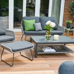 Loungemöbel*SIENA GARDEN Kansas Loungesofa | 2-Sitzer | Rattangeflecht dunkelgrau