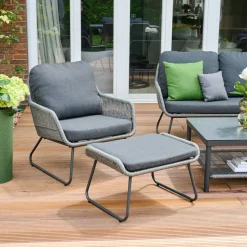Loungemöbel | Loungesets*SIENA GARDEN Kansas Modul Ottoman | Rattangeflecht dunkelgrau