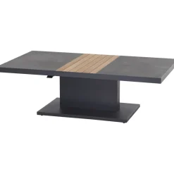 Höhenverstellbare Tische*SIENA GARDEN Lindos Lifttisch | Keramik anthrazit mit Inlay aus Teakholz FSC® 100 %