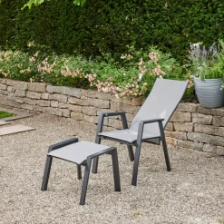 Gartenhocker*SIENA GARDEN London Hocker | RANOTEX® schwarz-grau