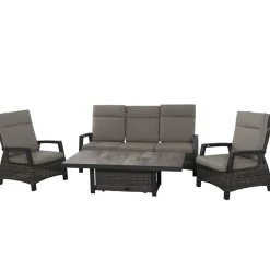Loungesets*SIENA GARDEN Loungeset  Corido Lifttisch + 2x Loungesessel +  3-Sitzer-Loungesofa