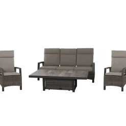 Loungesets*SIENA GARDEN Loungeset  Corido Lifttisch + 2x Move Gartensessel +  3-Sitzer-Loungesofa
