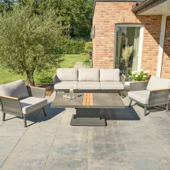Wintergartenmöbel | Loungemöbel*SIENA GARDEN Preston Loungesofa | 3-Sitzer | Polyester blau-grau