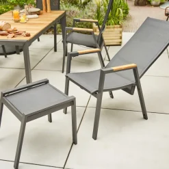 Gartenhocker*SIENA GARDEN Savona Hocker | RANOTEX® schwarz-silber