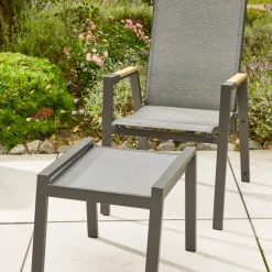Gartenhocker*SIENA GARDEN Savona Hocker | RANOTEX® schwarz-silber