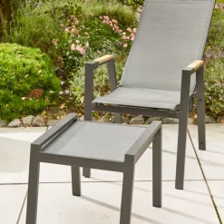 Gartenhocker*SIENA GARDEN Savona Hocker | RANOTEX® schwarz-silber