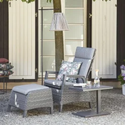 Gartenhocker*SIENA GARDEN Solea Hocker | Rattangeflecht nacht-blau