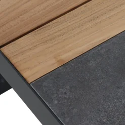 Loungetische*SIENA GARDEN Solea Loungetisch | Keramik anthrazit mit Inlay aus Teakholz FSC® 100 %