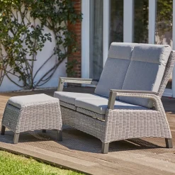 Loungemöbel*SIENA GARDEN Solea Move Loungesofa | 2-Sitzer | Rattangeflecht schiefer-blau