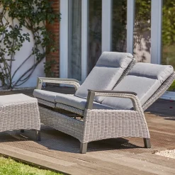 Loungemöbel*SIENA GARDEN Solea Move Loungesofa | 2-Sitzer | Rattangeflecht schiefer-blau