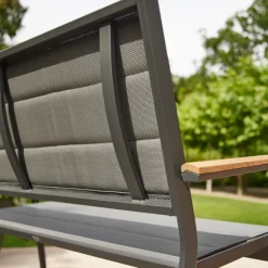 Gartenbänke*SIENA GARDEN Tesoro Bank | 2-Sitzer | RANOTEX® royal grau mit Inlay aus Teakholz FSC® 100%