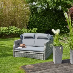 Loungeinseln*SIENA GARDEN Tivas Loungeinsel | Rattangeflecht stone-grey