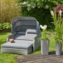 Loungeinseln*SIENA GARDEN Tivas Loungeinsel | Rattangeflecht stone-grey